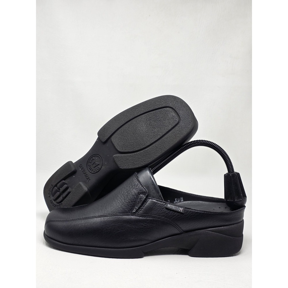Mephisto Airjet Womens Sz UK 7 US 9.5 Black Leather Bicycle Toe Loafer Low Heel